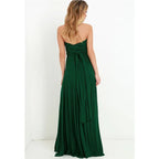 Convertible Wrap Strap Halter Waist Band High Slit Swing Maxi Dress