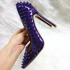 Dark Purple Patent Leather Pointy Toe High Heel Shoes for Sexy Ladies