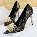 Pearl Flowers Rhinestone High Heels Luxurious Women Pumps