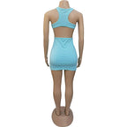 Ribbed Knit Scoop Neck Side Cutout Bodycon Mini Dress