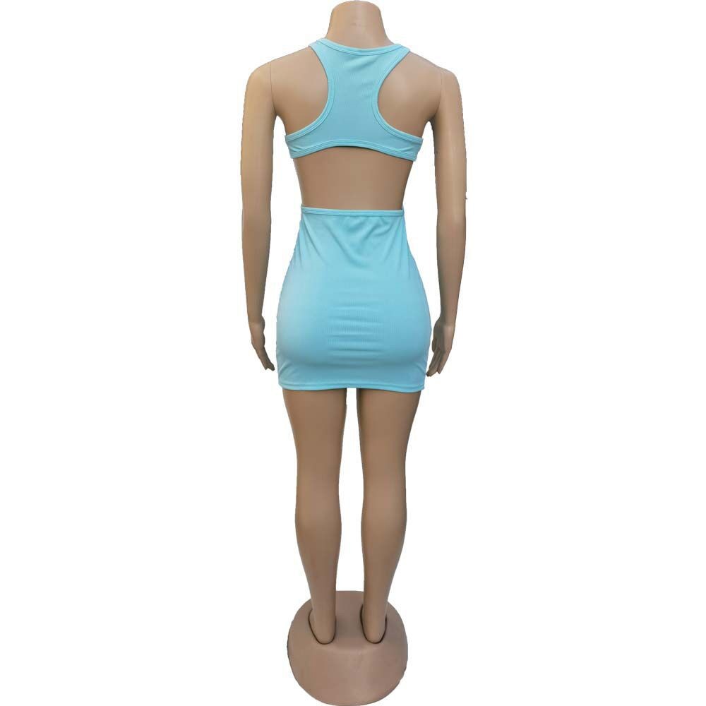 Ribbed Knit Scoop Neck Side Cutout Bodycon Mini Dress