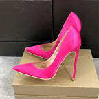 Rose Pink Satin Pointed Toe High Heels Stiletto Pumps for Women