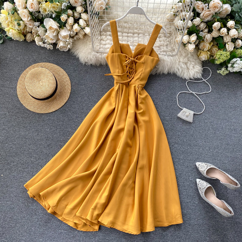 | Yellow Sleeveless Cocktail Dress