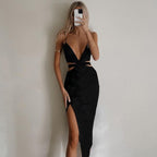 Miami Deep V-Neck Cut Out Midi Dress