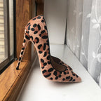 Leopard Haircalf Pointy Toe High Heel Party Shoes for Women