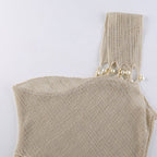 On Vacay One Shoulder Backless Pearl Dress