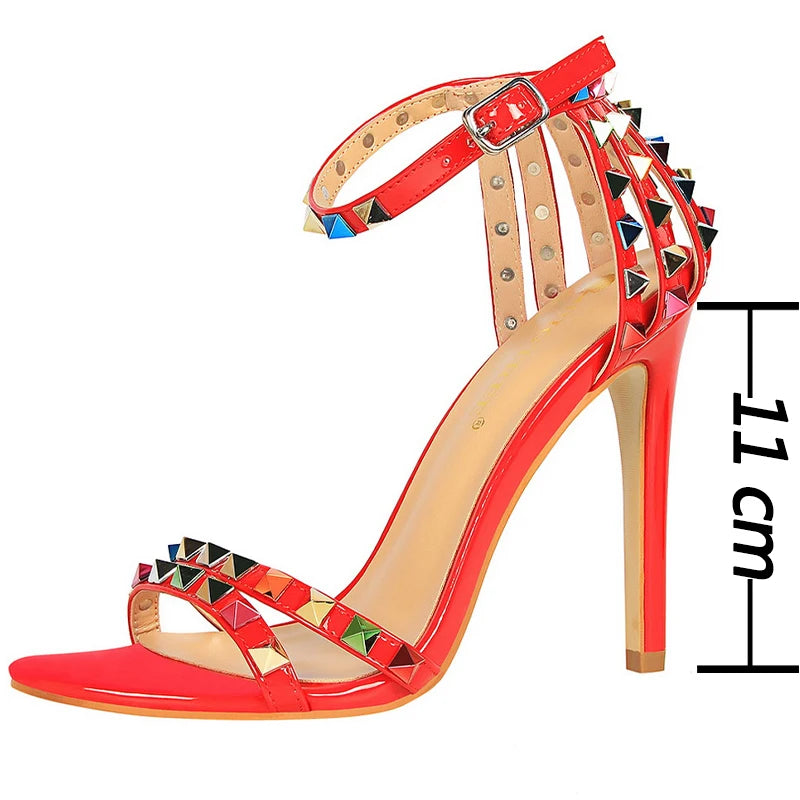 Rivet High Heels Roman Style Sandals Stiletto Heels for Women
