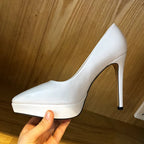 Glossy Pointed Toe Platform High Heels for Elegant Ladies