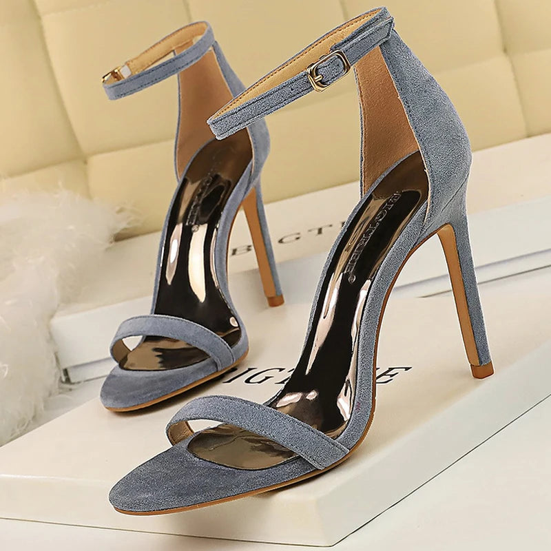 Suede Hollow High Heel Stiletto Sandals for Women