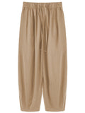 100% Cotton Wide-leg Cropped Trousers With Pockets And No Stretch