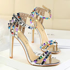 Rivet High Heels Roman Style Sandals Stiletto Heels for Women