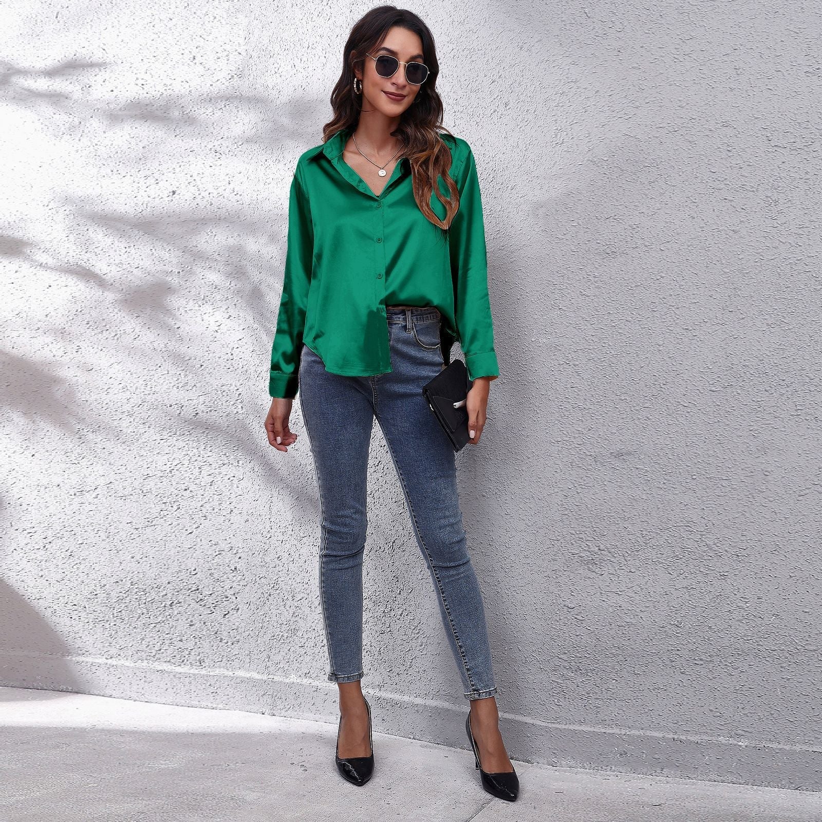 | Women’s Loose Fit Satin Blouses