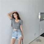 DressBetty - Sexy Denim Shorts with Tassel Pockets Mini Short Jeans