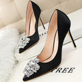 Kitten Heel Rhinestone Pumps for Women's Wedding High Heels