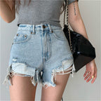 DressBetty - Sexy Denim Shorts with Tassel Pockets Mini Short Jeans