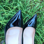 Black Patent Pointed Toe Stilettos for Women
