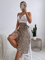 DressBetty - Casual Print Tie Side Wrap Skirt