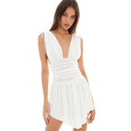 Nobody Else Knotted Shoulder Ruched Mini Dress