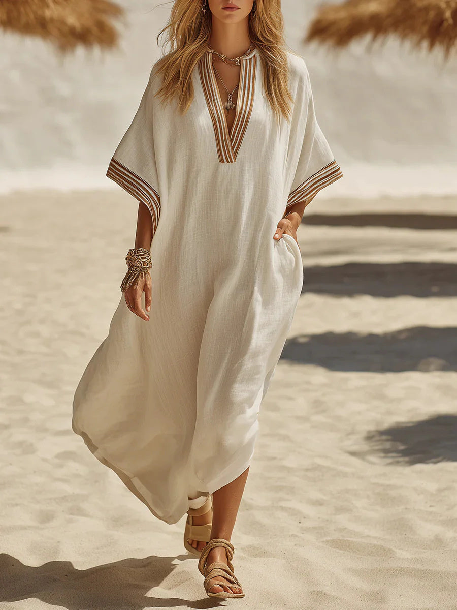 Solid Color Patchwork Dress, Gentle And Simple Long Skirt
