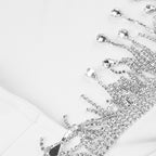 Crystal Fringe Open Back Mock Neck Long Sleeve Bodycon Dress