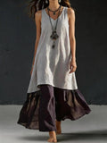 Solid Color Patchwork Dress, Gentle And Simple Long Skirt
