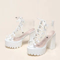 Green Transparent PVC Platform Boots for Women