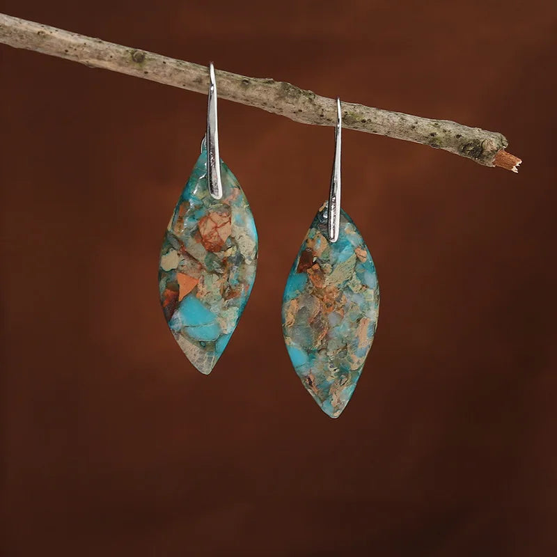Bohemian Vintage Dangle Earring Leaf Shape Healing Energy