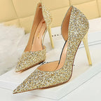 Sequin Cloth Gold Silver Woman Pumps for Wedding with Sexy High Heels