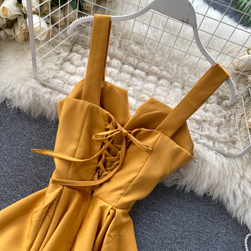 | Yellow Sleeveless Cocktail Dress