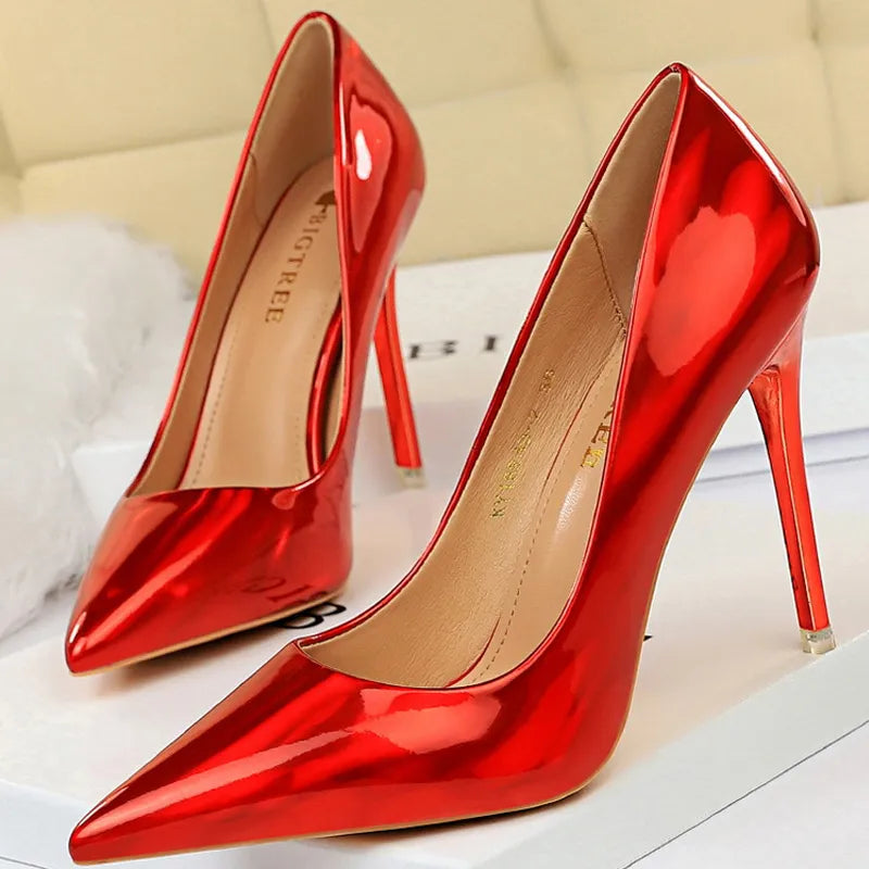 Patent Leather Woman Pumps - Sexy High Heels for Women