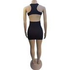 Ribbed Knit Scoop Neck Side Cutout Bodycon Mini Dress