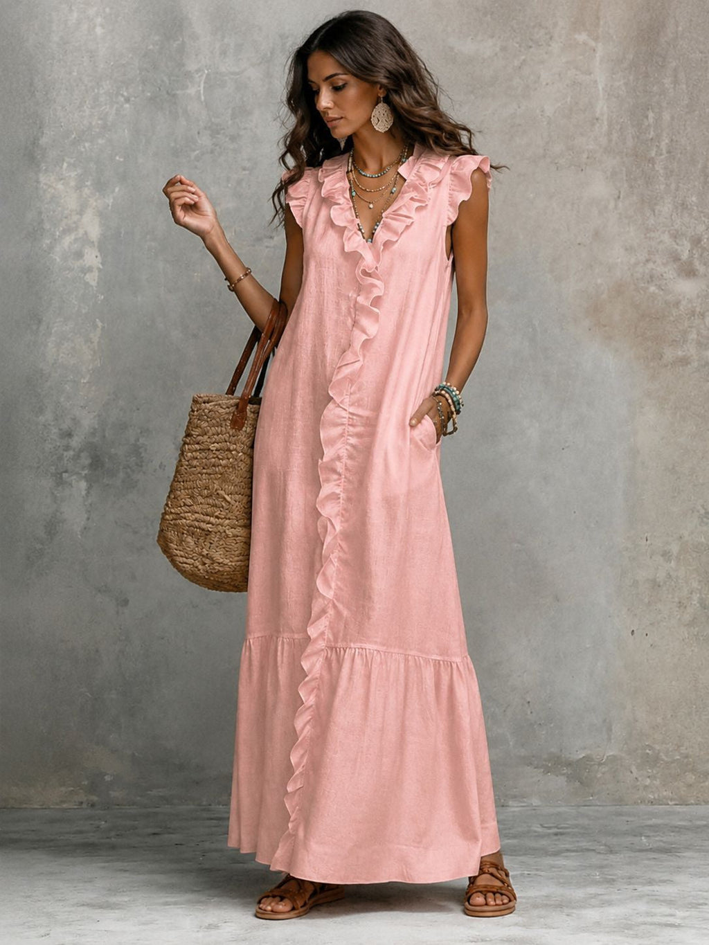 Solid Color Color-blocked Patchwork Versatile Dress