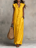 Solid Color Color-blocked Patchwork Versatile Dress