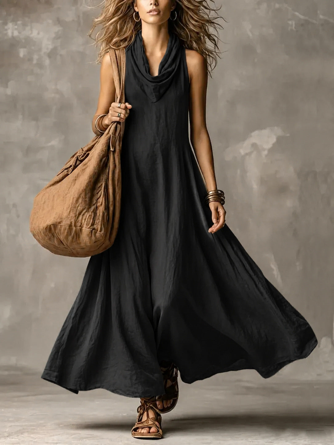 Solid Color Color-blocked Patchwork Versatile Dress