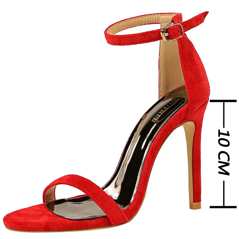 Suede Hollow High Heel Stiletto Sandals for Women