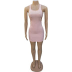 Ribbed Knit Scoop Neck Side Cutout Bodycon Mini Dress