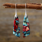 Silver Plated Geometric Gemstone Jasper Earrings