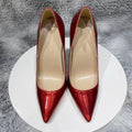 Dark Red Pointy Toe High Heel Wedding Bridal Shoes