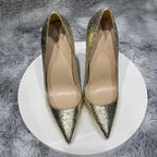 Matte Crocodile Effect Women Pointy Toe High Heel Wedding Party Shoes