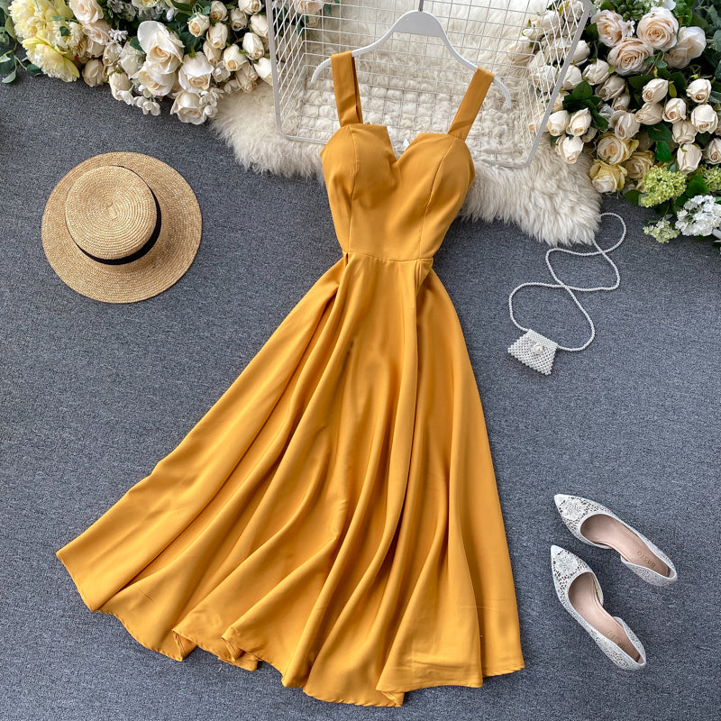 Concepción Minimalist Yellow Sleeveless Cocktail Dress Designer Edit