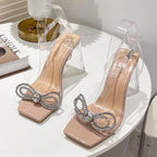 Elegant Rhinestone Bowknot High Heel Sandals for Summer Party