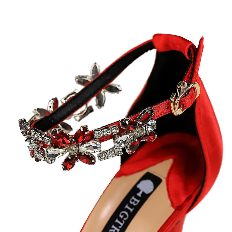 Rhinestone Open Toe High Heel Sandals for Women by New Designer