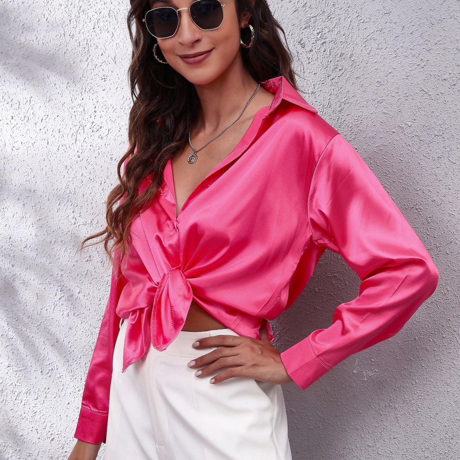 | Women’s Loose Fit Satin Blouses