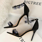 Rhinestone Open Toe High Heel Sandals for Women by New Designer