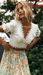 DressBetty - Vintage Tassel Lace Beach Blouse