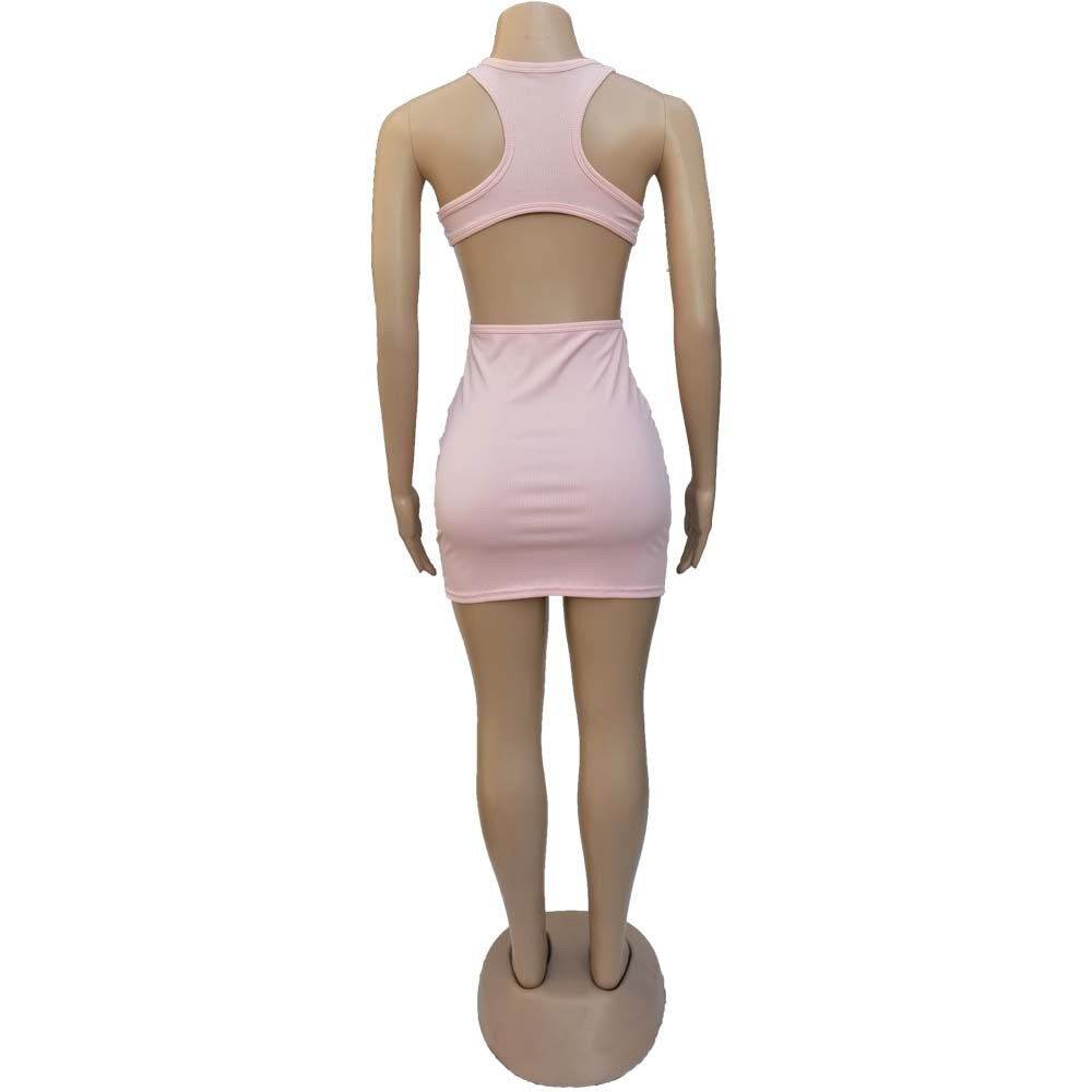 Ribbed Knit Scoop Neck Side Cutout Bodycon Mini Dress