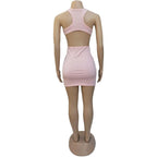 Ribbed Knit Scoop Neck Side Cutout Bodycon Mini Dress