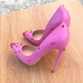 Pink Pointy Toe High Heel Shoes with Spikes for Women