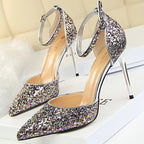 Sexy High Heels Sequins Women Pumps Fashion Wedding Shoes Hollow