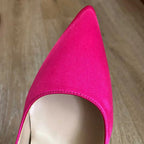 Rose Pink Satin Pointed Toe High Heels Stiletto Pumps for Women